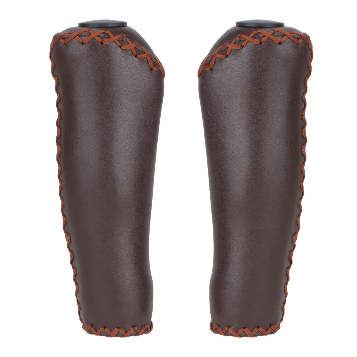 1 زوج ستوكات المقود القبضات Tpr عدم الانزلاق امتصاص الصدمات تصميم مريح للدراجة البني غطاء الخياطة اليدوية