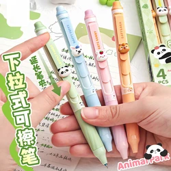 4Pcs 0.5mm Gel Pen kawaii Animal Erasable Pens With Eraser Blue Black Ink Washable Handle Shcool Writing Stationery Supplies