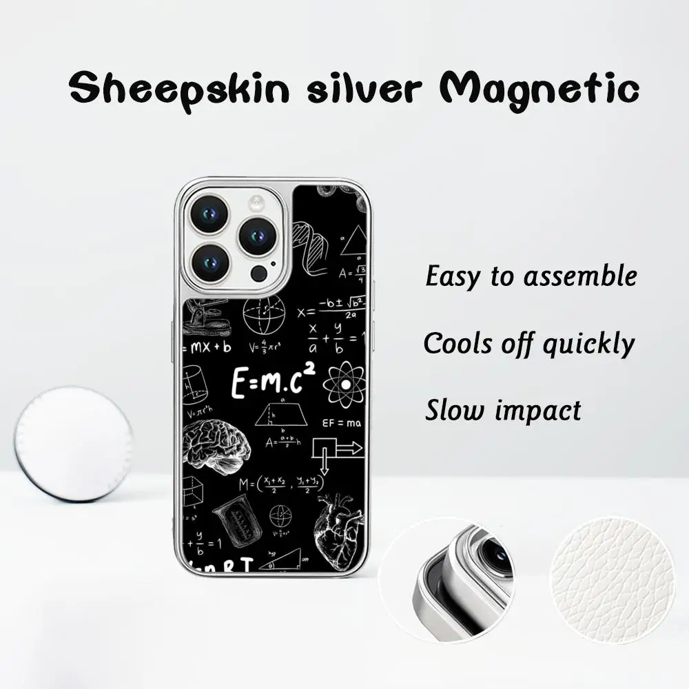 Fashion formula design hot Phone Case for iPhone 16 15 14 13 12 11 Pro Max Sheepskin Silver-edged protective case