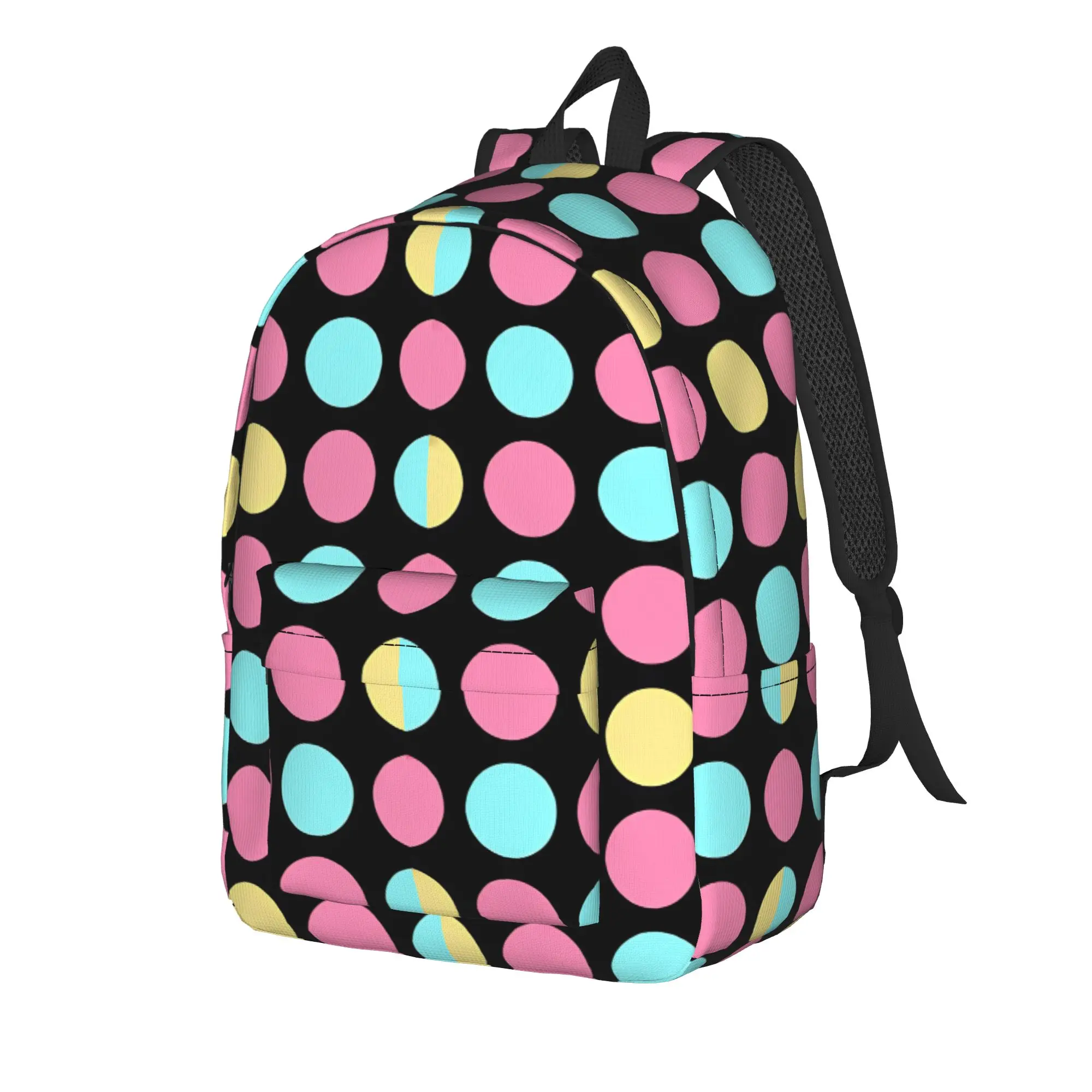 Pastel Pink Blue Yellow Multicolor Polka Dots Backpack Leisure Backpacks Youth Hiking High School Bags High Quality Rucksack