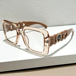 Oversized Square Frame Glasses - Fashionable Clear Lens, Metal Hinge, Durable PC Material Fashion Glasses Daily Wear