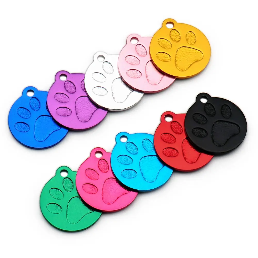 Wholesale 20Pcs Paw Tags Engraving Custom Personalized Pet ID Tag Dog Cat Collar Tag Accessory Nameplate Gifts for Pet Parents