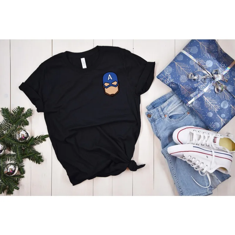 Cute Captain America Design T-Shirts, Funny Captain America T-Shirts, Avengers T-Shirts, Marvel Universe T-Shirts