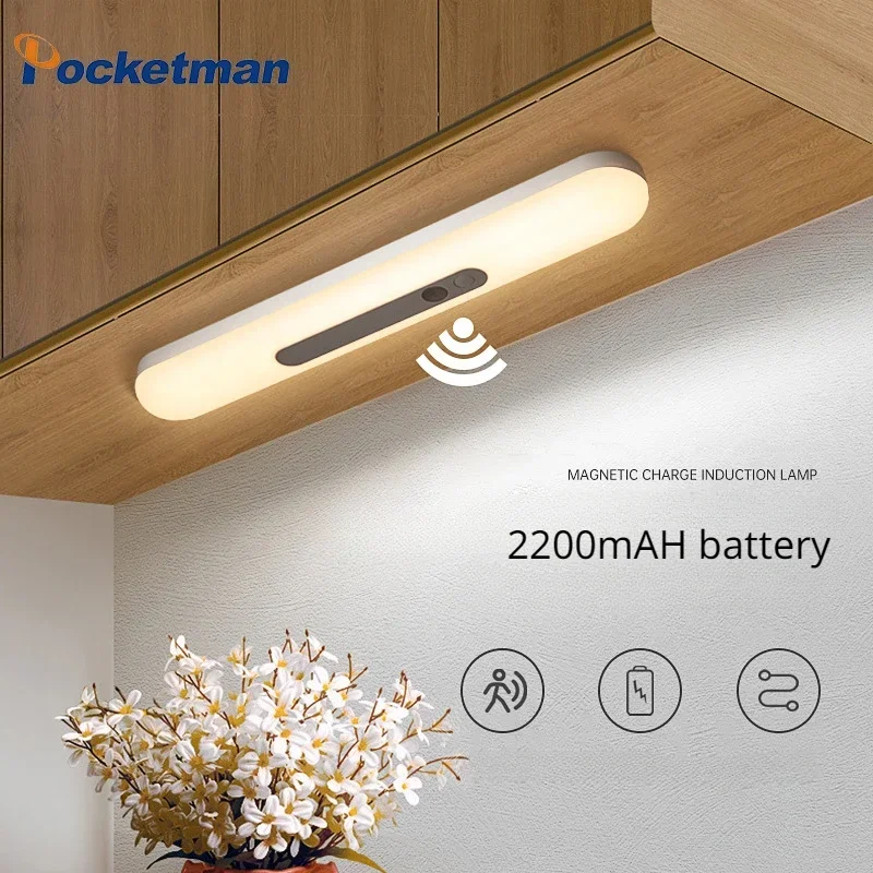 Smart Motion Sensor Draadloos LED-nachtlampje Type-C USB Opladen Nachtlampje Gangverlichting Kastlamp voor woonkamer Slaapkamer