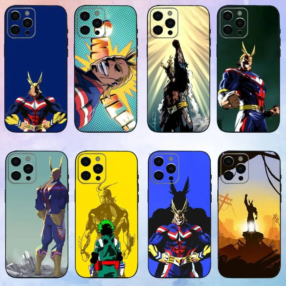 

My Hero A-Academia All Might Phone Case For iPhone17,16,15,14,13,12,11 Plus,Pro Max Soft Black Cover