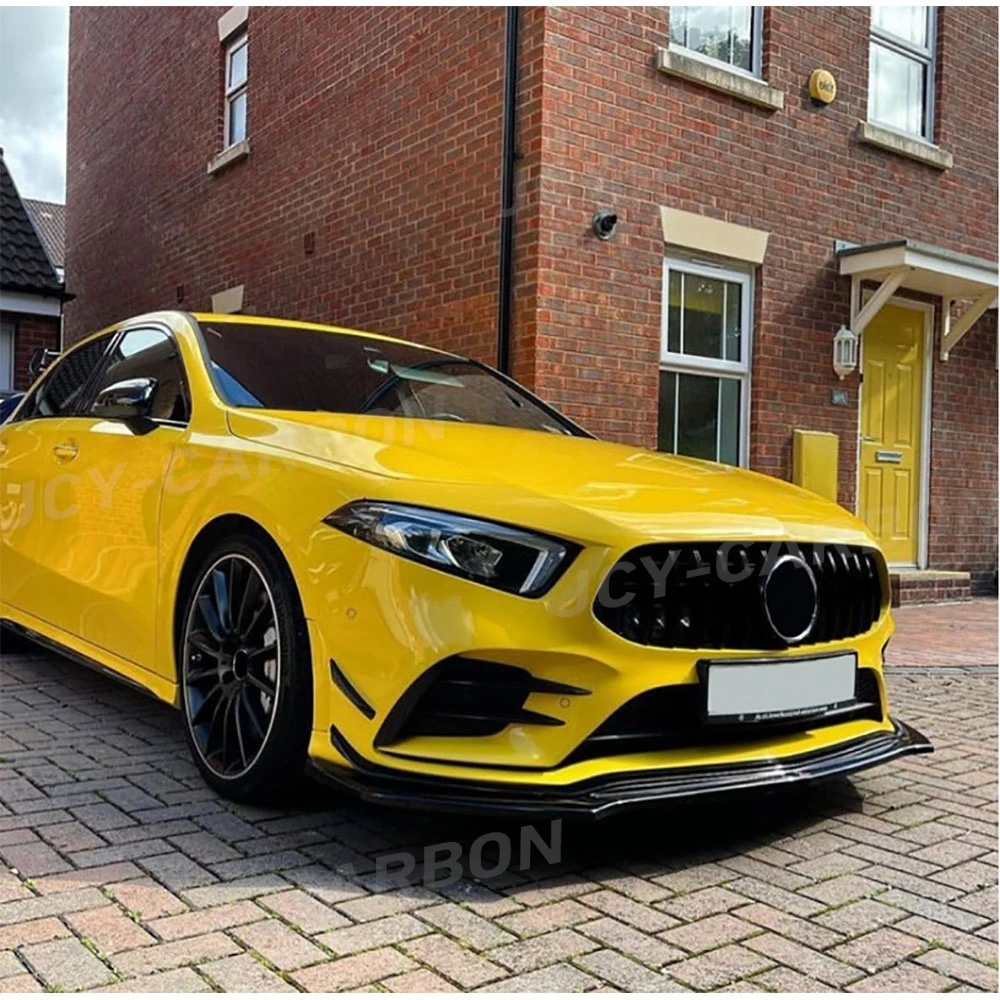 

For Mercedes Benz A Class W177 A180 A200 A35 AMG 2019-2023 ABS Car Front Lip Bumper Chin Spoiler Splitter Cover Bodykit Parts