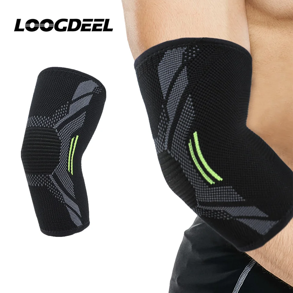 LOOGDEEL 1Pcs Elbow Brace Compression Support Tendonitis Tennis Basketball Volleyball Elbow Protector Reduce Pain Elbow Pad Men