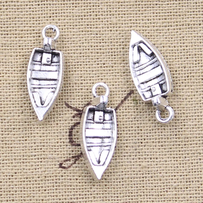 20 szt. Charms statek łódź 22x8mm antyczne srebrne wisiorki DIY rzemiosło wykonane ręcznie robiona tybetańska biżuteria