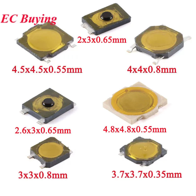 10-100Pcs Waterproof Membrane Button Switch 4.8*4.8*0.55 3.7*3.7*0.35 3*3*0.8 4.5*4.5*0.55 4*4*0.8 2.6*3x0.65 Patch Micro Touch