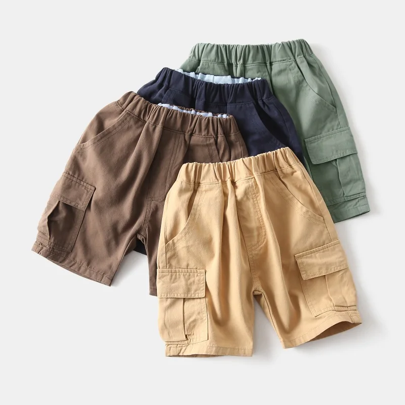 Boys' Shorts Summer Kids Pocket Fashion Solid Shorts Boy Clothes