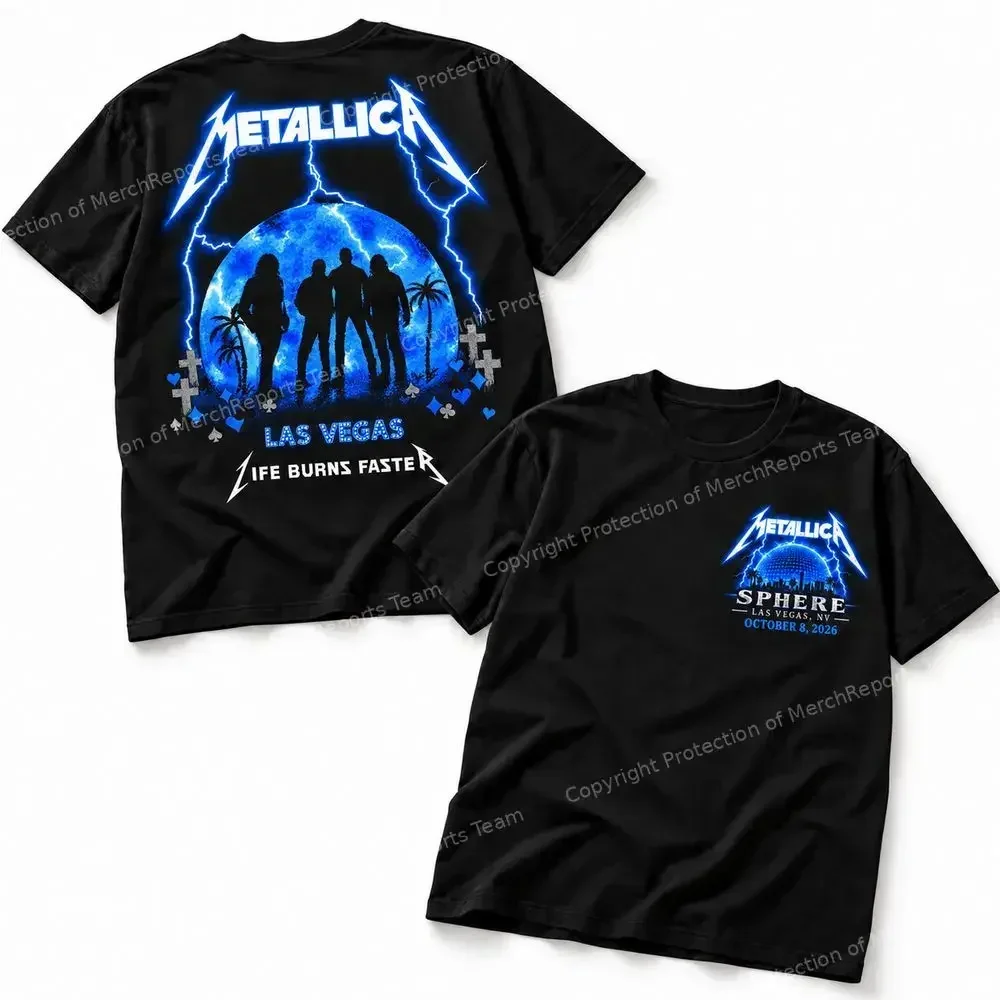 Metallica Life Burns Faster At Sphere Las Vegas Nevada T-Shirt 2026 Sommer Neues Atmungsaktives Baumwoll-T-Shirt für Männer und Frauen Streetwear Y2K – Detail 4