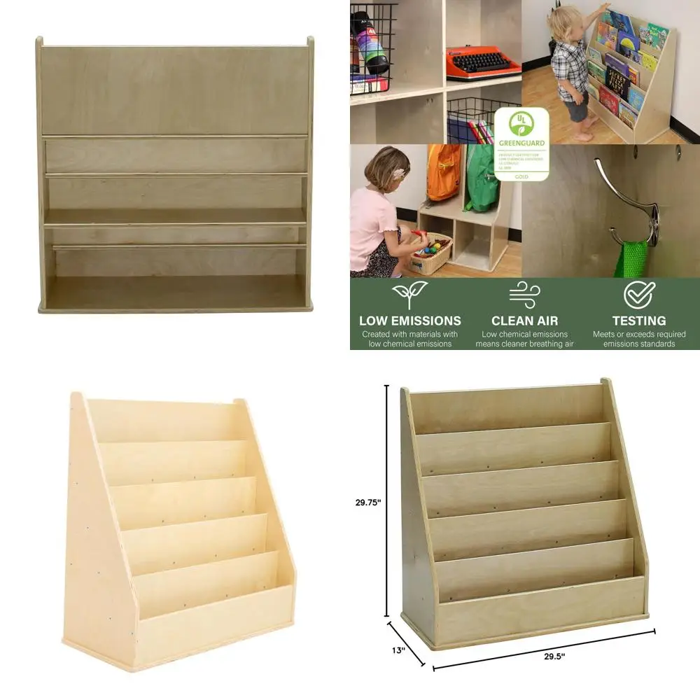 

Натуральная 5-ярусная книжная полка «Береза» для детских книг, журналов и хранения вещей в спальнях, игровых комнате, дневных речей и классах.