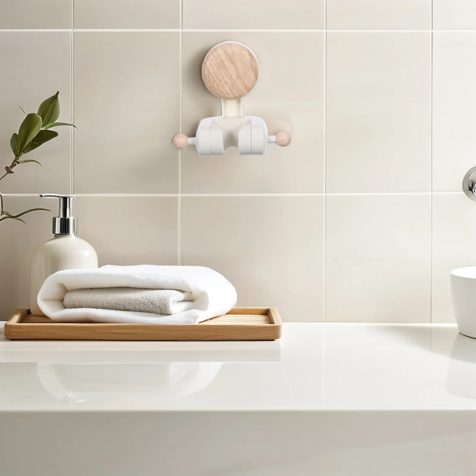 

Shower Head Wall Mount Adjustable Holder Bracket No-Drill Installation for Handheld Showerhead Bathroom Accessory