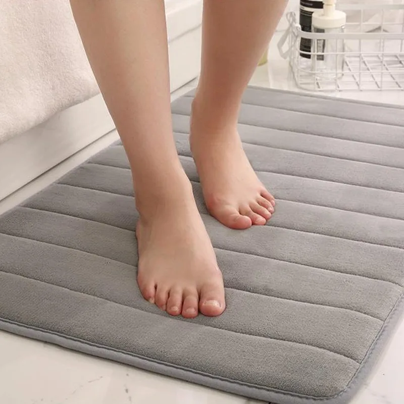 Home Bath Mat Coral Fleece Carpet Water Absorption Non-slip Wash Basin Bathtub Side Shower Room Memory Foam Toilet Floor Mat