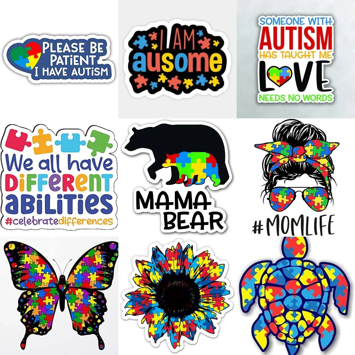 

Promote Autism Acceptance Care Autism Emblem Color Puzzle Creative Waterproof Sticker for Laptop Van Bicycle Car Window Wall