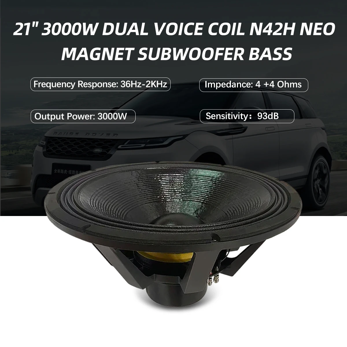 Wholesale Powerful 21 Inch Dual Coil Car Subwoofer Speaker 3000W Max Power Super Bass Car Woofers 4 Omhs view 2