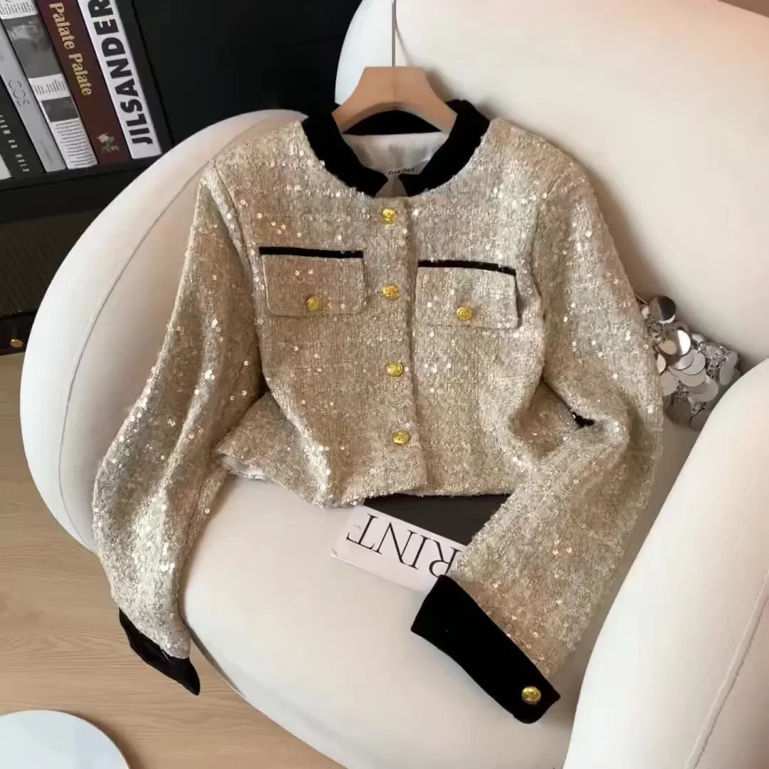 

Женская повседневная куртка цвета хаки с круглым вырезом и длинными рукавами, элегантное французское эстетичное модное офисное пальто в стиле ретро, осенне-зимняя верхняя одежда