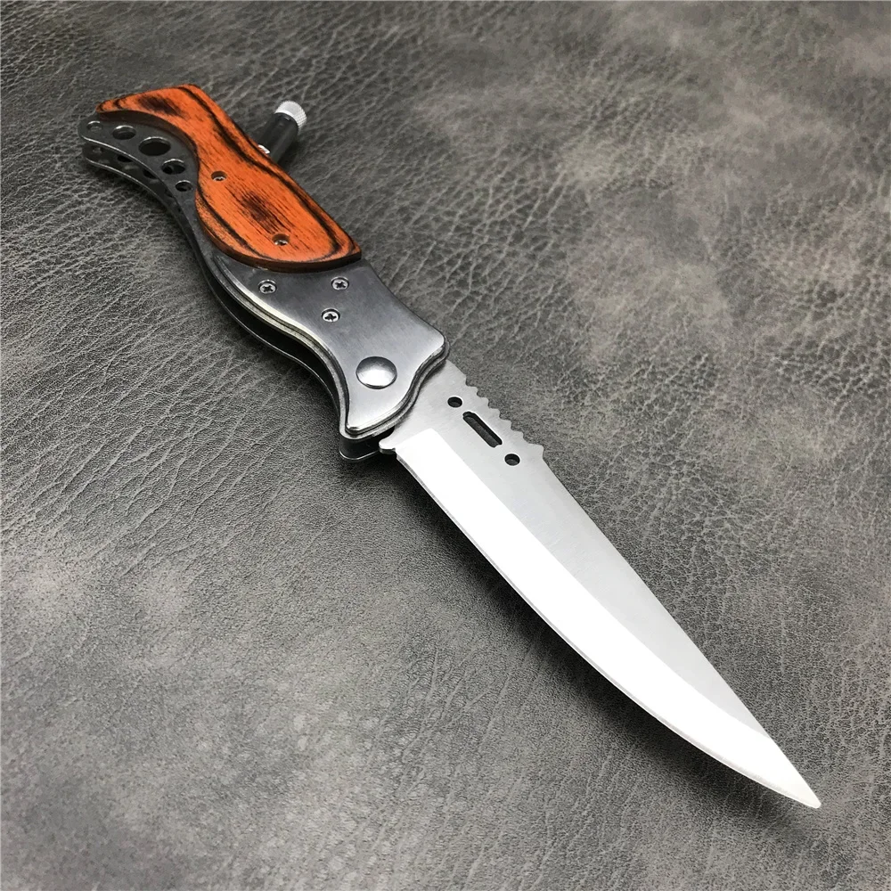 2 Styles EDC Pocket Knives Outdoor Self-defense 440C Blade Color Wood Stainless Steel Handles Tactical Multi-tool Knife