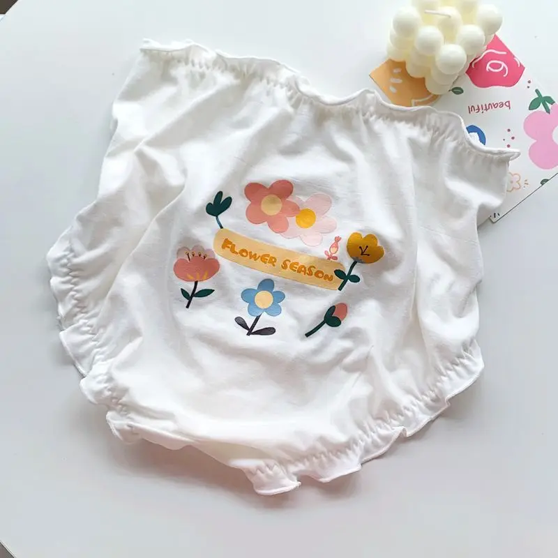 

ABDL Adult Baby Briefs Plus Size Women's Pure Cotton High Waist Ruffle Edge Cute Print New Girls' Thin Triangle Underpants