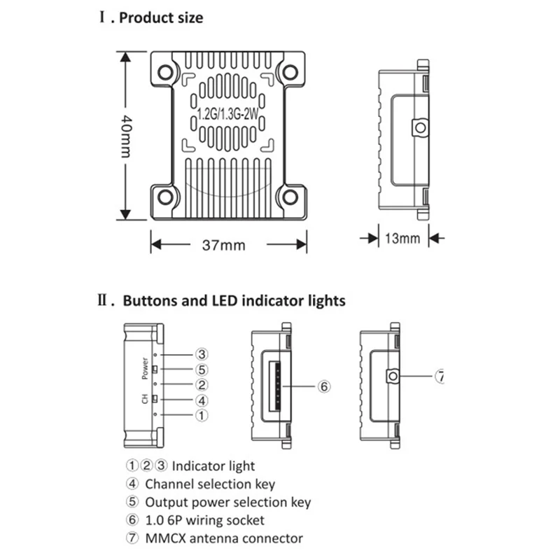ELEC-1.2G 1.3G 2W VTX 9 Channels 2000Mw FPV Video Transmitter 7-36V For FPV RC Racing Drone
