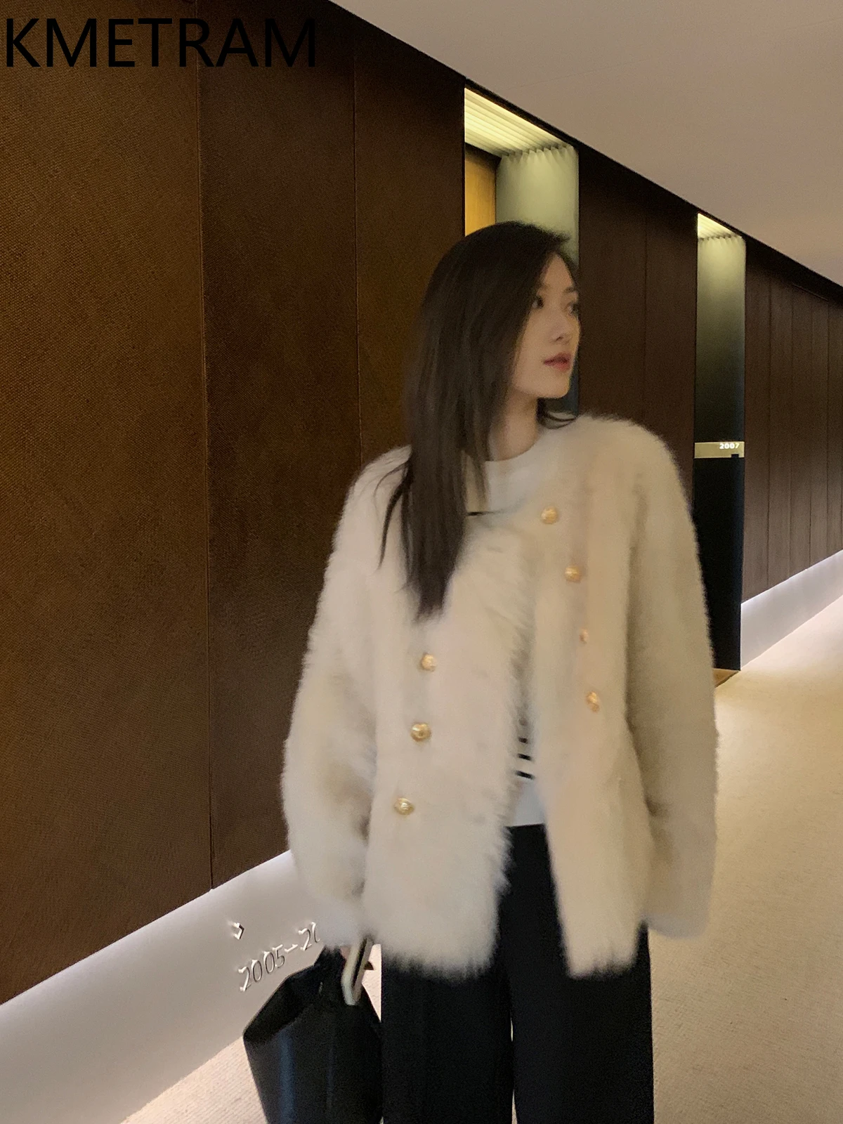 천연 투스카니 양모 양털 양면 모피 자켓 여성 더블 브레스트 리얼 모피 코트 겨울 여성 의류 2025 abrigos