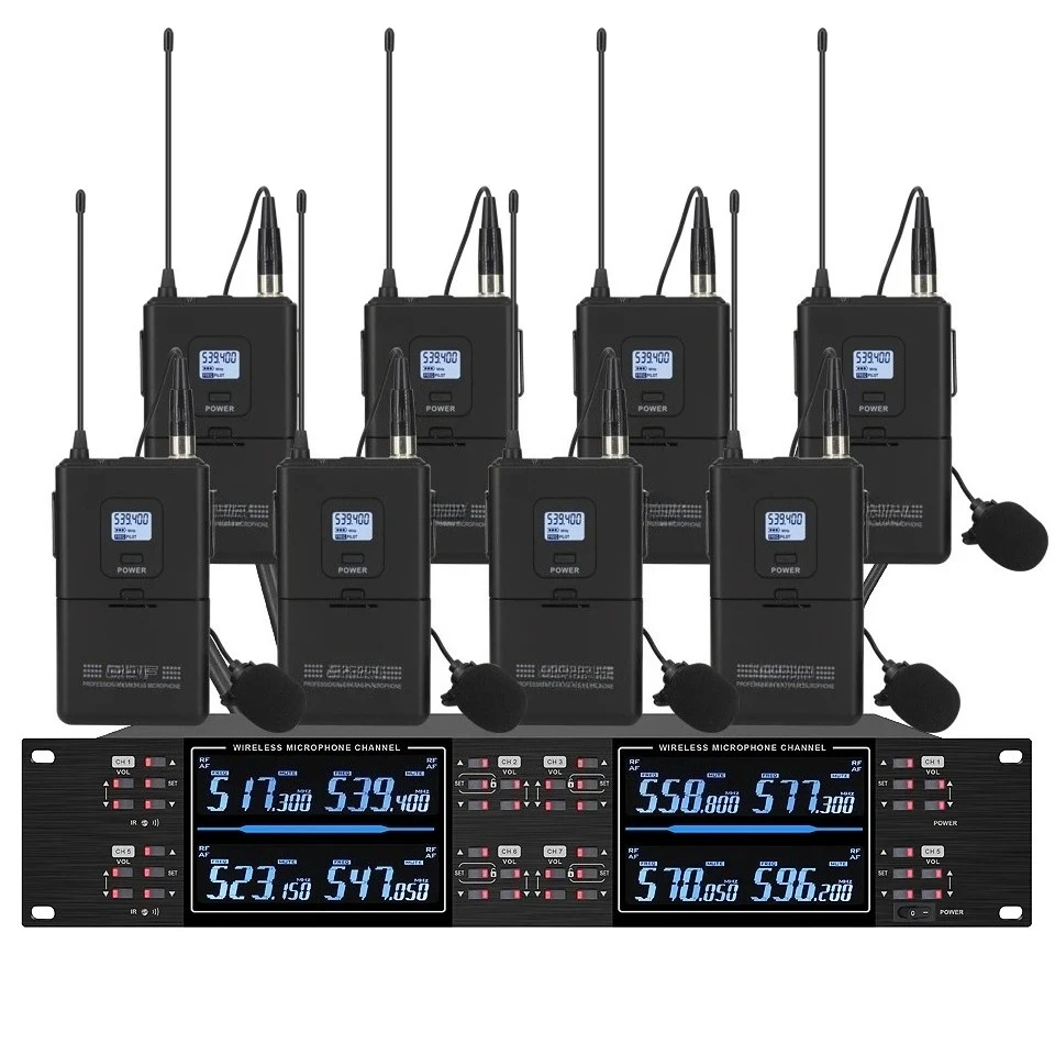 UHF High end karaoke stage performance, wedding family KTV, party professional 8-channel wireless microphone system