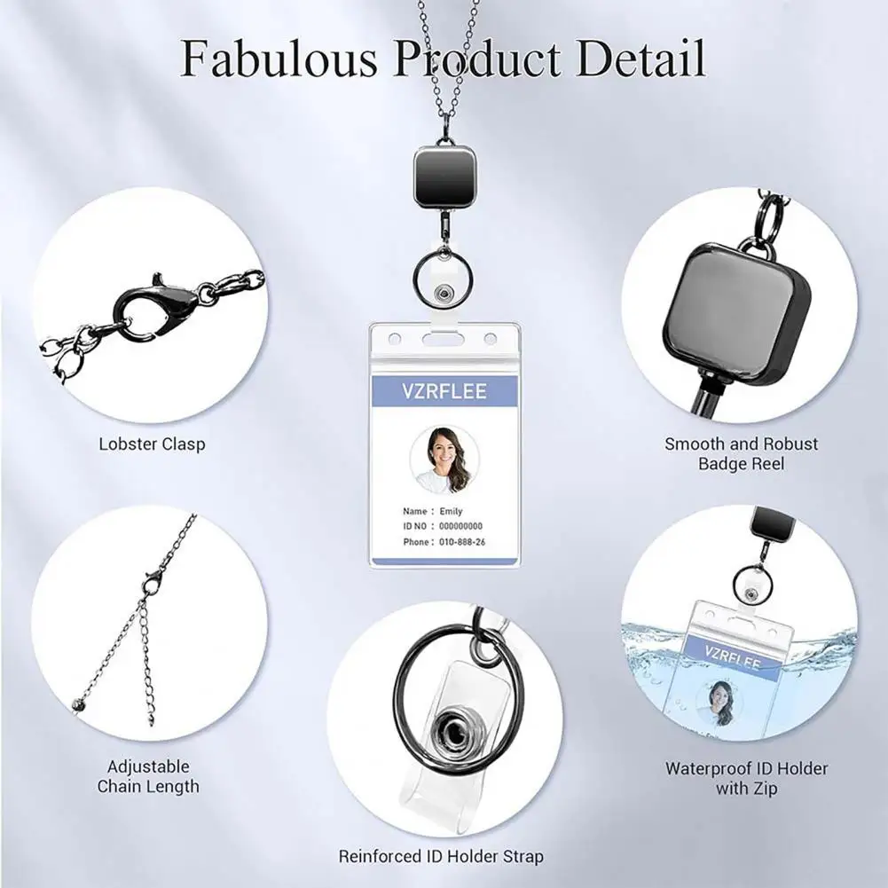 مجموعة حامل بطاقات الهوية الخشبية الملونة مطرز ، مجموعة الحبل المعلم مع قابل للسحب للنساء ، النظارات