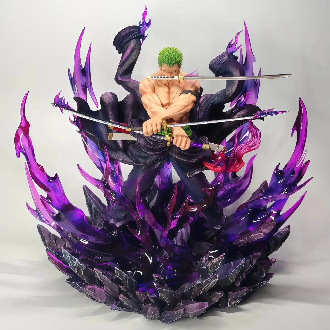 JT Tianhui One Piece Straw Hat Pirates Roronoa Zoro Haki Aura Action Figure Anime Statue Desktop Ornament Collectible Toy Gift