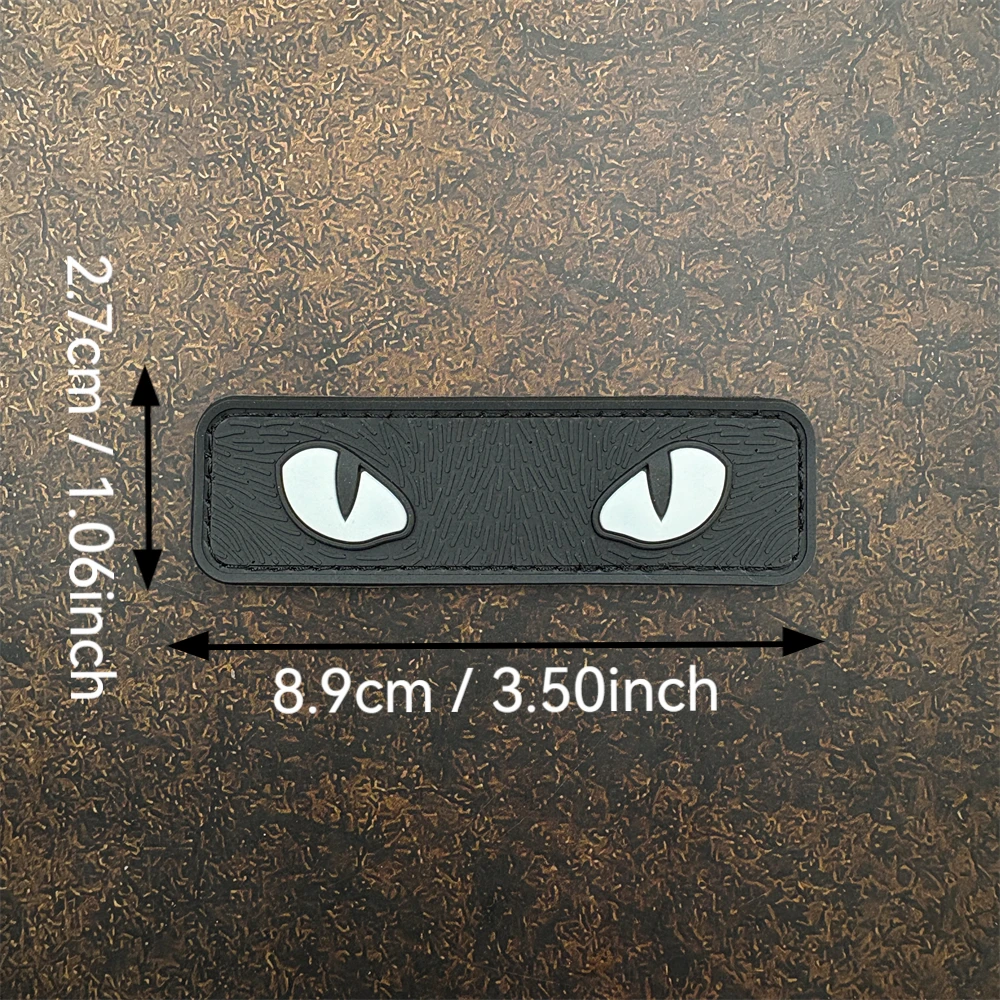 Rounded Rectangular 3D Double-Eye Texture Decorative Velcro Patch, Luminous, Made of Pvc, Includes Matching Felt-Backed Backpack, Baseball Cap, Jacket, Suitcase DIY Decorative Patch Badge Appliqué view 6