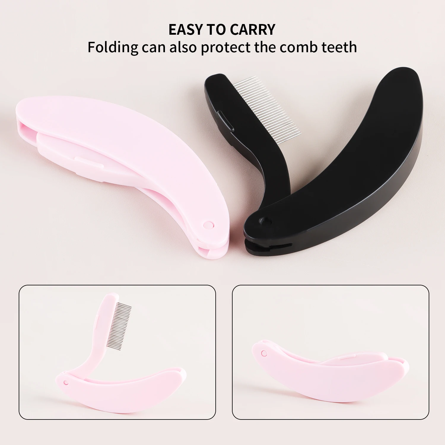 1-حزمة منحني تصميم رمش الجمال للطي فاصل المحمولة رمش فرشاة مشط الرموش الفولاذ المقاوم للصدأ رمش تمشيط أداة #4