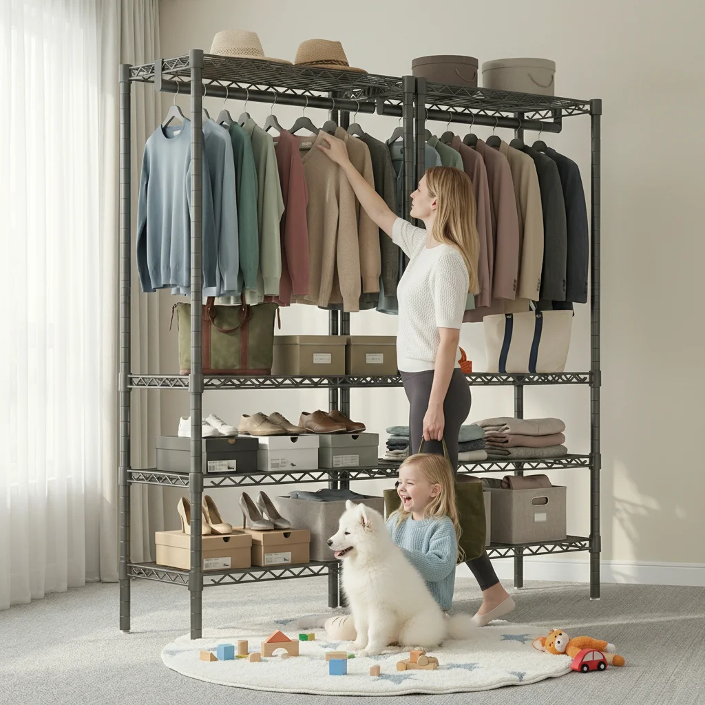 Ensemble de deux armoires modulaires à colonne unique, armoires de rangement doubles indépendantes pour chambre à coucher