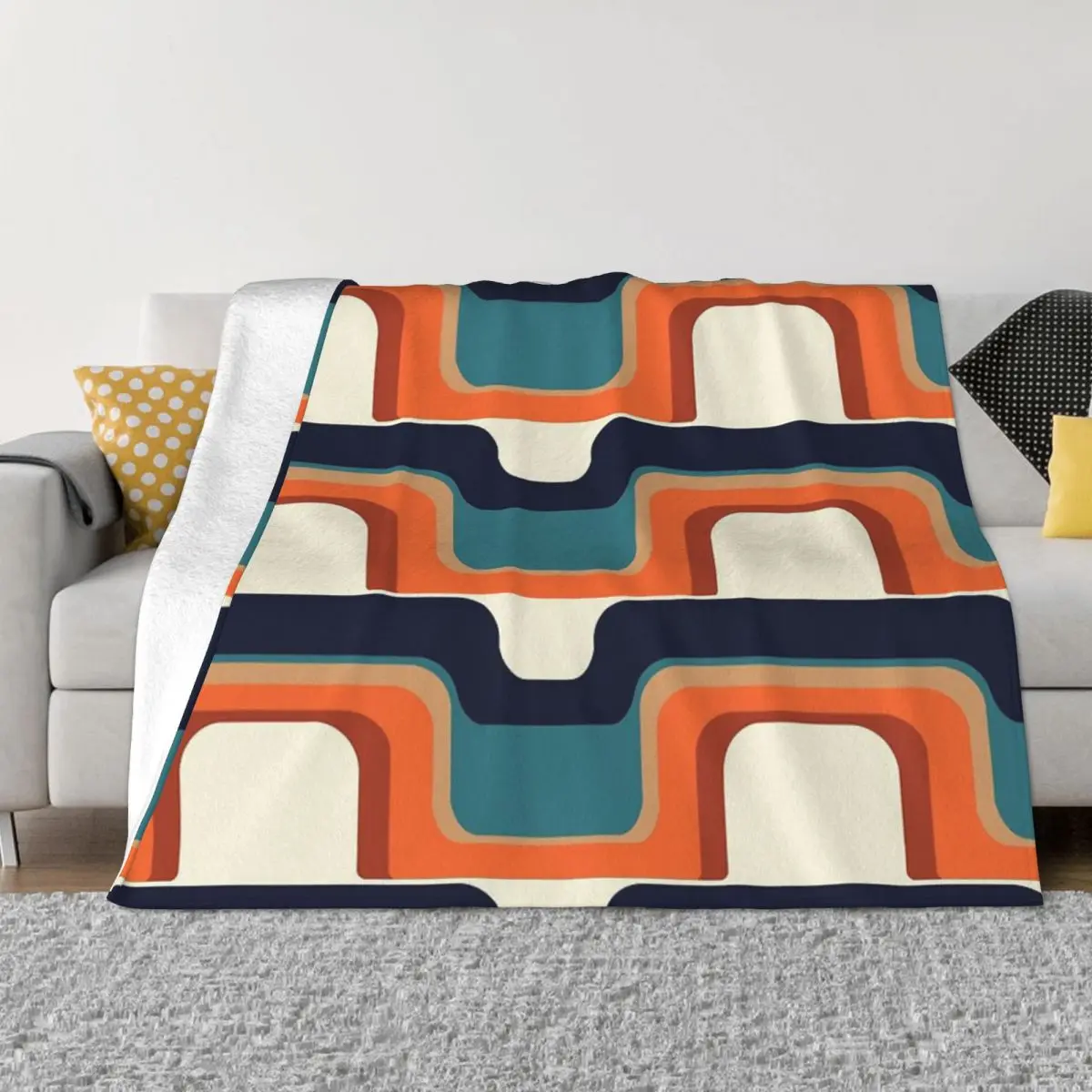 

Mid-Century Modern Meets 1970S Orange & Plush Blankets Quilt For Bed Custom Blanket Personalized Throw Blanket