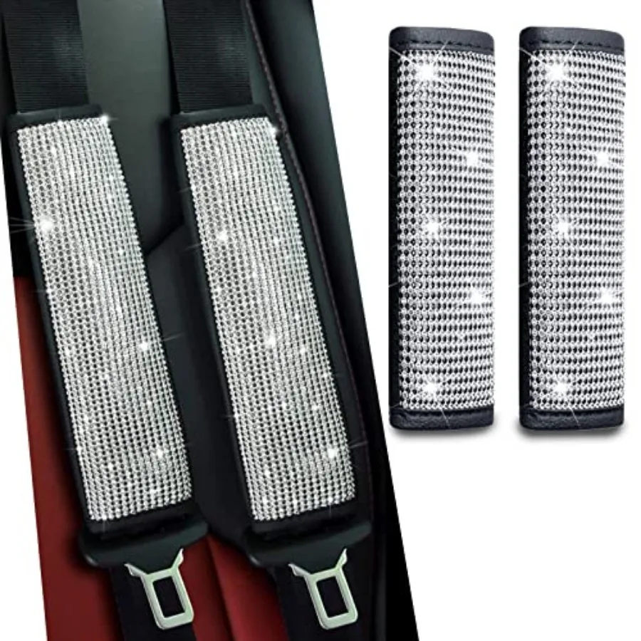 

2-Pack Bling Seat Belt Covers, Bling Seat Belt Covers for Womens, Car Seat Belt Strap Cover Shoulder Pad, Universal Car Interio