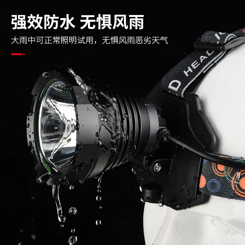 ledLithium Battery Headlight Strong Light Charging Super Bright Long Shot Head-Mounted Torch Night Fishing Outdoor Miner's Lamp