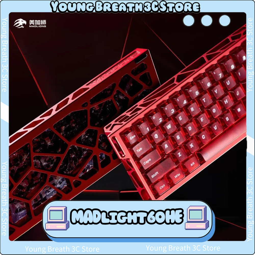 

FGG Madlions MAD Light 60HE Магнитный переключатель Механическая клавиатура Проводная клавиатура 8000 Гц 0,01 ммRT Игровая клавиатура Аксессуары для ПК