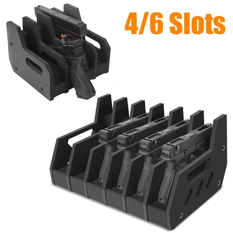 Support de pistolet Glock à 4/6 fentes, Support d'arme, présentoir de rangement pour pistolet Airsoft, Support en mousse souple et sûr pour accessoires d'armes de poing