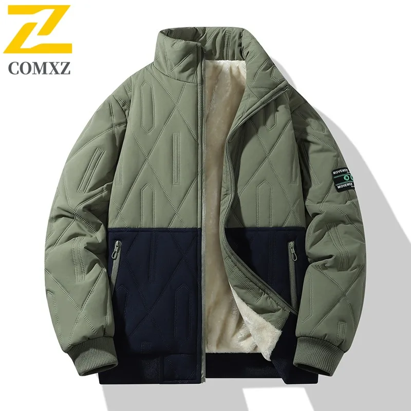COMXZ Men Parker Coat Warm Baseball Motion Winter Thick Cotton Padded Coat  Outdoor Hiking Skiing Windproof Cold Weather Parka