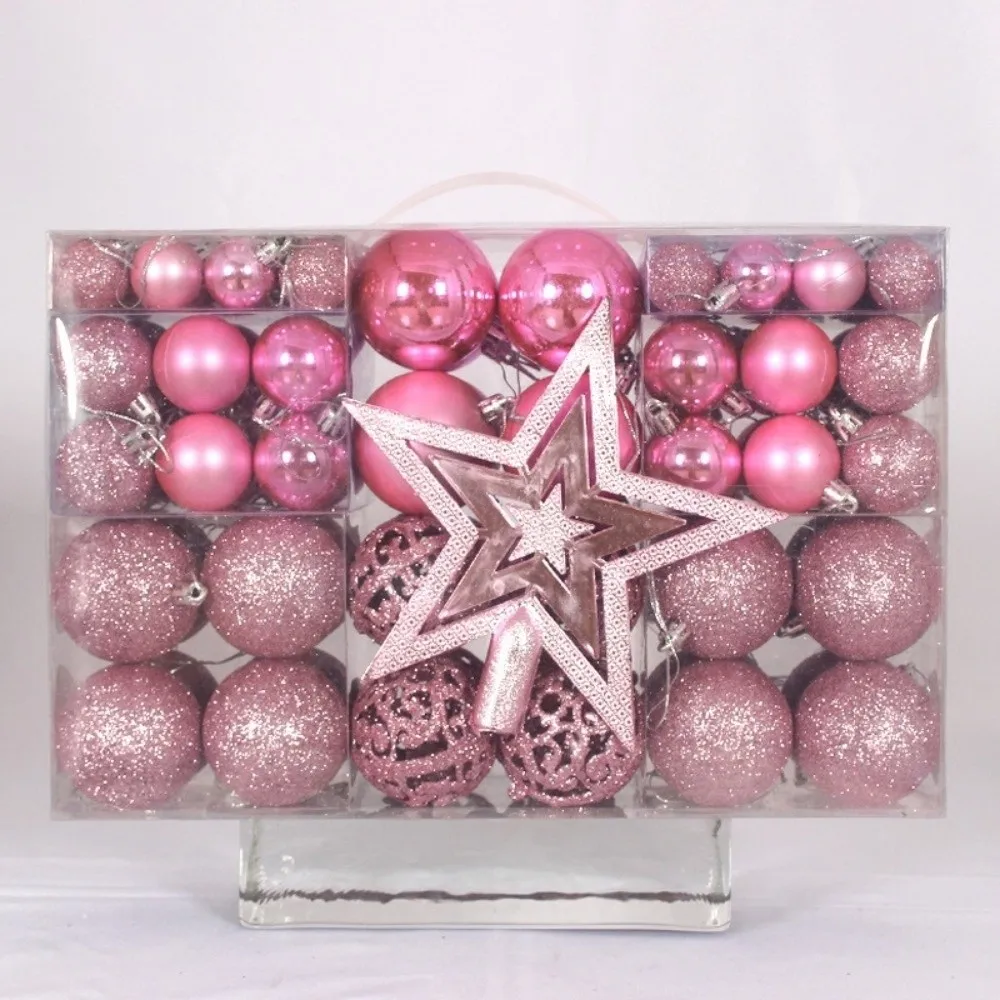 101Pcs Plastic Xmas Tree Decorative Ball Shatterproof Multiple Color Christmas Ball Set Tree Top Star Hanging