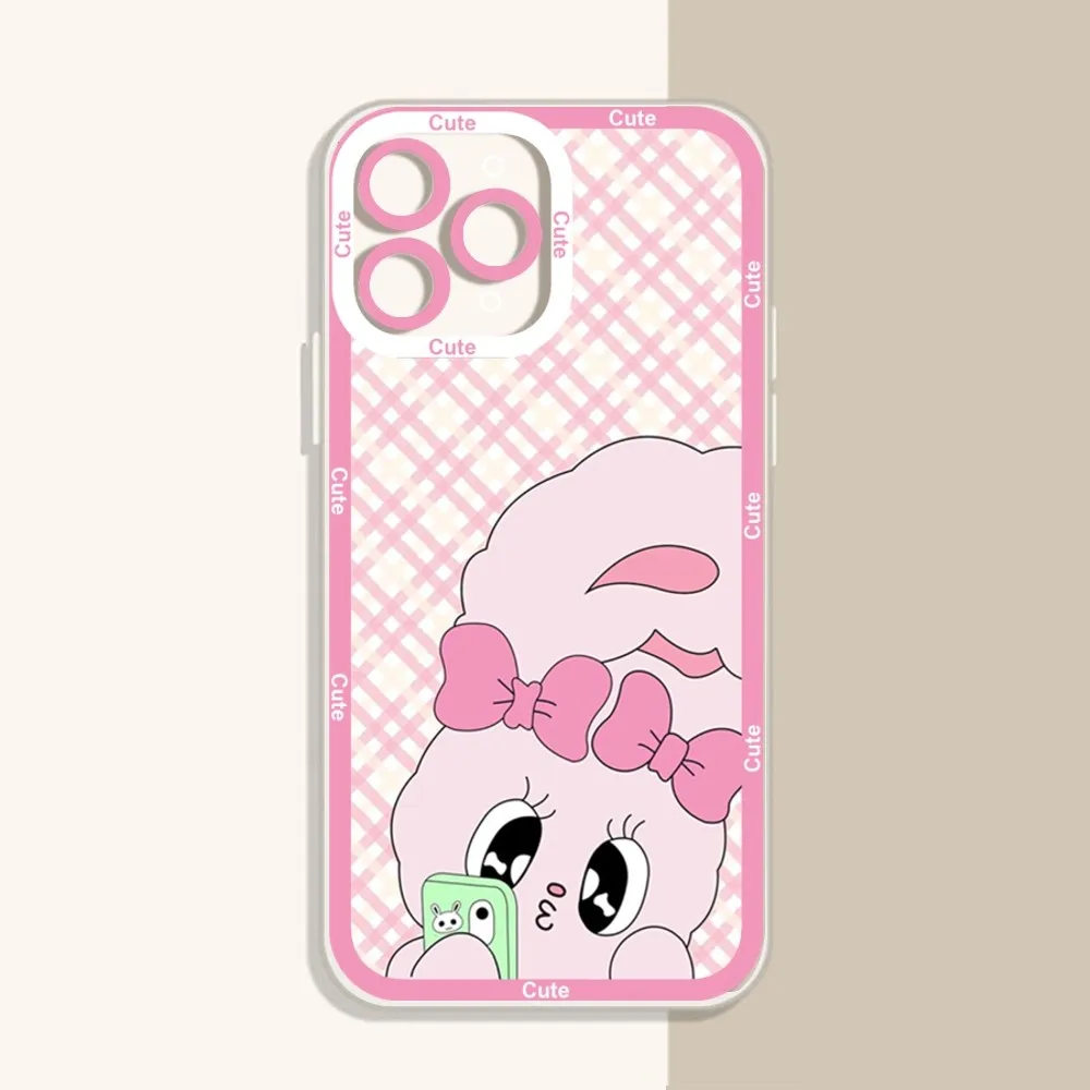 Cute Pink Rabbit Esther Bunny Phone Case For IPhone 12 11 13 14 Pro Max XR XS Max X SE2020 7 8 Plus Case