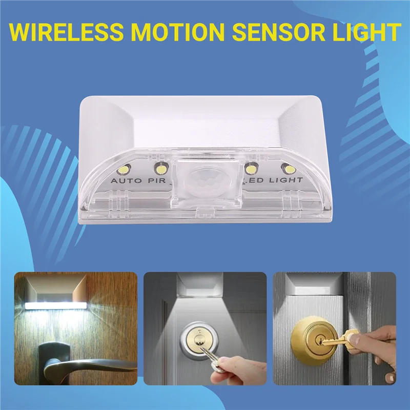ABNM 4 LED السيارات PIR الأشعة تحت الحمراء اللاسلكية باب ثقب المفتاح محس حركة ضوء مصباح