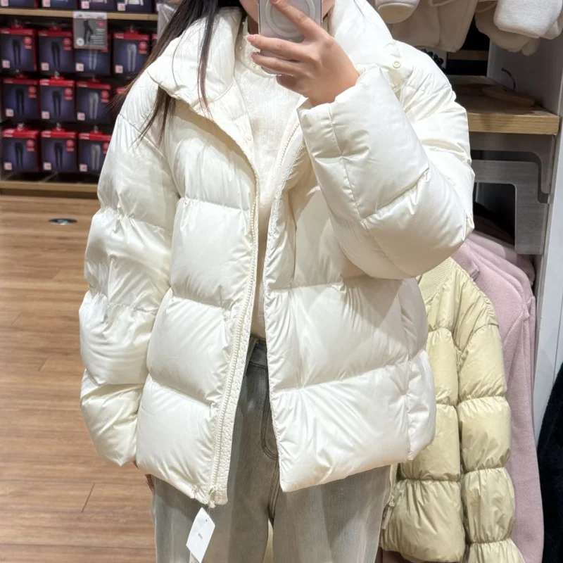 

Женское пуховое пальто Jaet Tech Warmth свободного кроя с воротником-стойкой Cloud Feel Padded Coat White Du Feather Commute Sle ort Length
