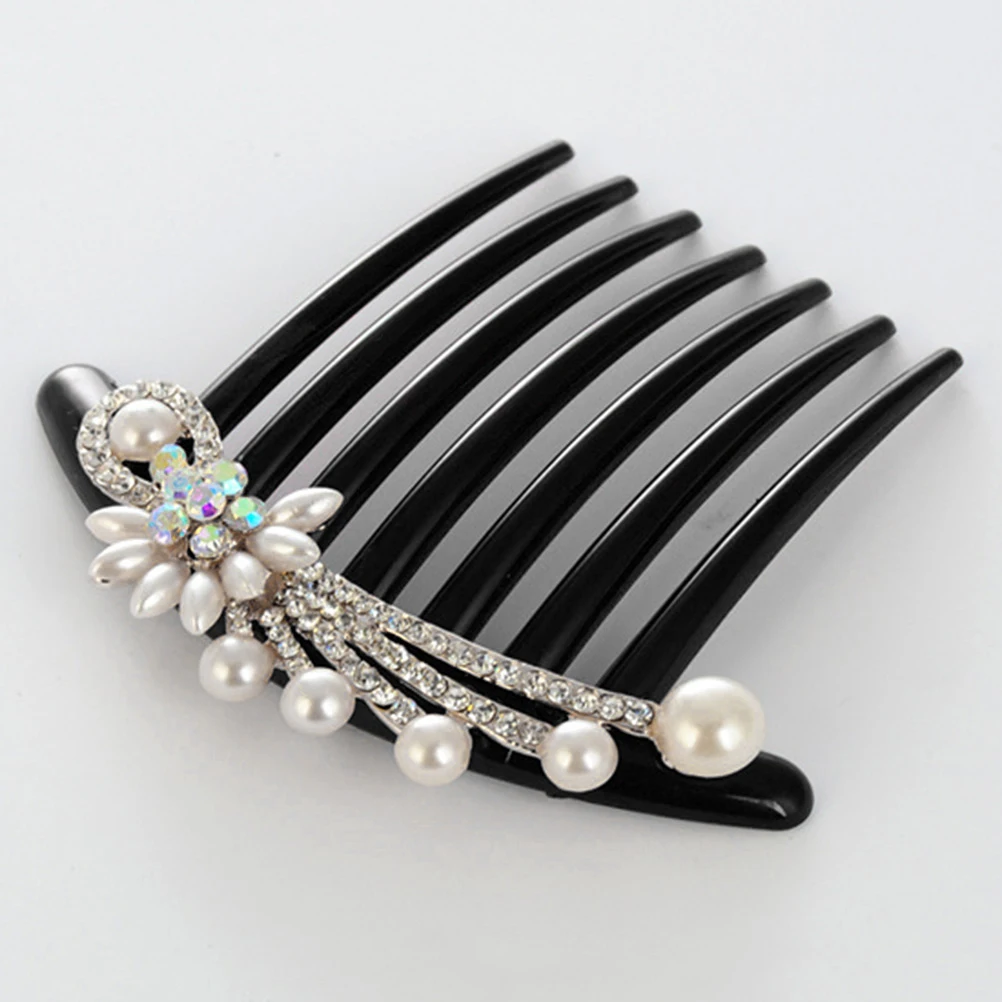 

Imitation Pearl Hair Comb Crystal Floral Bride Headdress Rhinestone Hair Accessories for Women Wedding Women Headdress