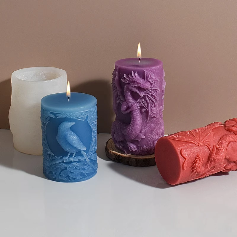 

Силиконовая форма для свечей «Священная ворона» с изысканным дизайном в виде вороны и ветки дерева для уникальных столбчатых свечей, изделий из смолы и гипса, праздничного декора