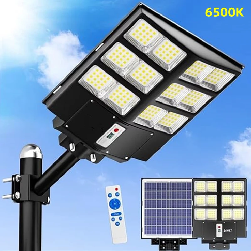 2000W Potente Lampada solare a LED a luce solare IP67 Lampioni stradali a energia 3000K-6500K Lampade con sensore di movimento impermeabili