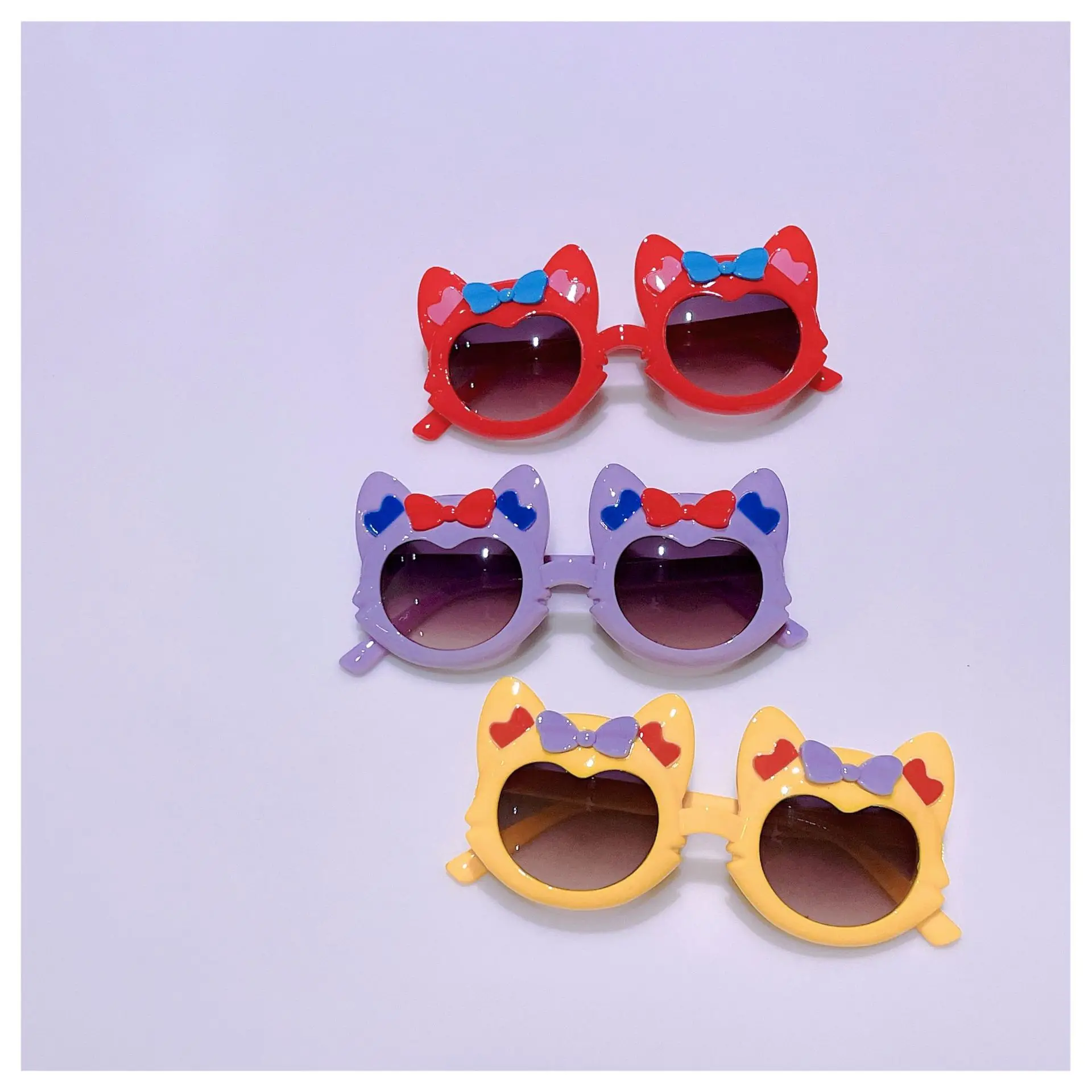 2024 New Children's Sunglasses Cute Fox Colorful Bow Sun Glasses Boys Girls Summer UV Protection and Sun Protection Eyewear