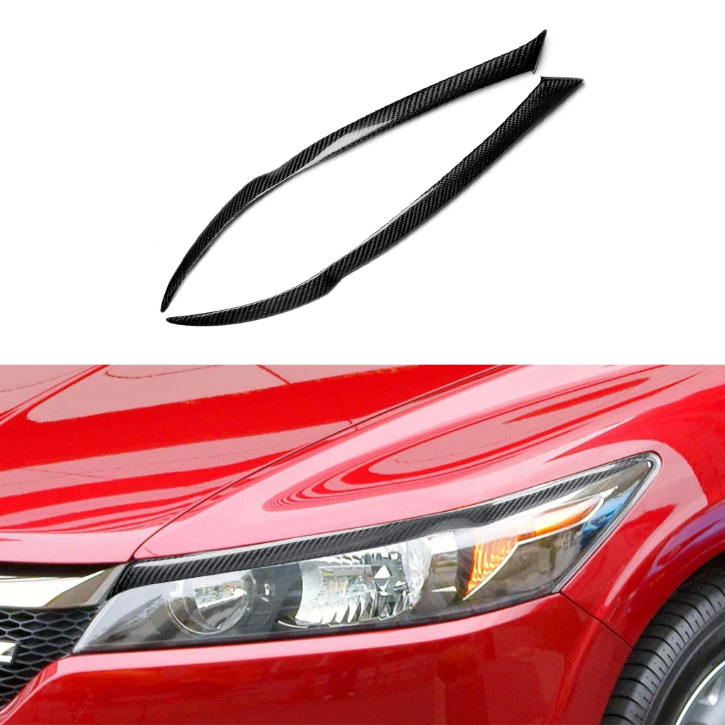 

1pair Real Carbon Fiber Car Headlights Eyebrow Eyelids Trim Cover For Honda Stream 2006 2007 2008 Lamp Hoods Car Stickers