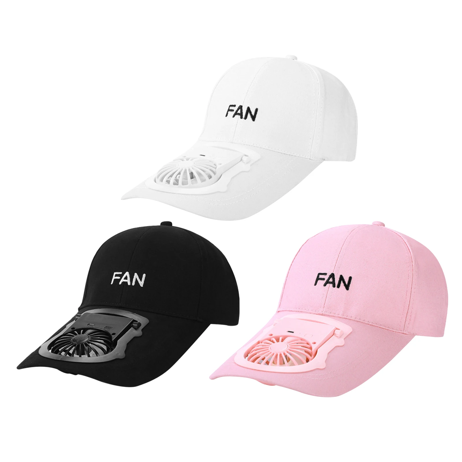 Summer Fan Hat Men Women Baseball Cap Solid Cotton Adjustable Snapback Sunhat Cooling Fan Outdoor Sports Hip Hop Baseball Hat