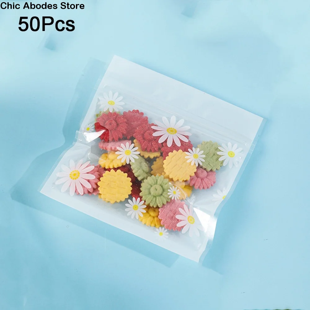 

50Pcs Portable Plastic Candy Snack Storage Bags Cartoon Cute Self Sealing Bags Reusable Sealed Candy Nougat Packaging Bags DIY