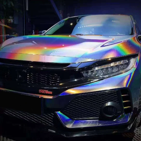 JUARATECH Camaleão PET Brilho Metálico 3D Esplêndido Envoltório de Vinil para Carro Cinza