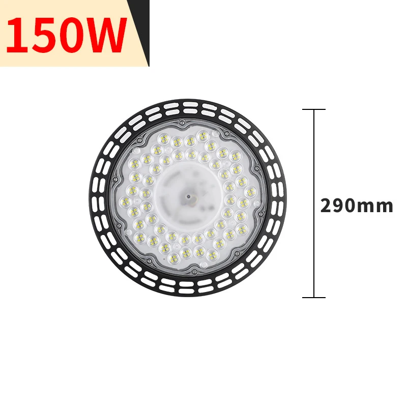 LED 하이 베이 라이트 채굴 램프, 시장 창고 작업장, 스타디움 차고 램프, UFO 높은 천장 조명, AC220V, 100W, 150W, 200W